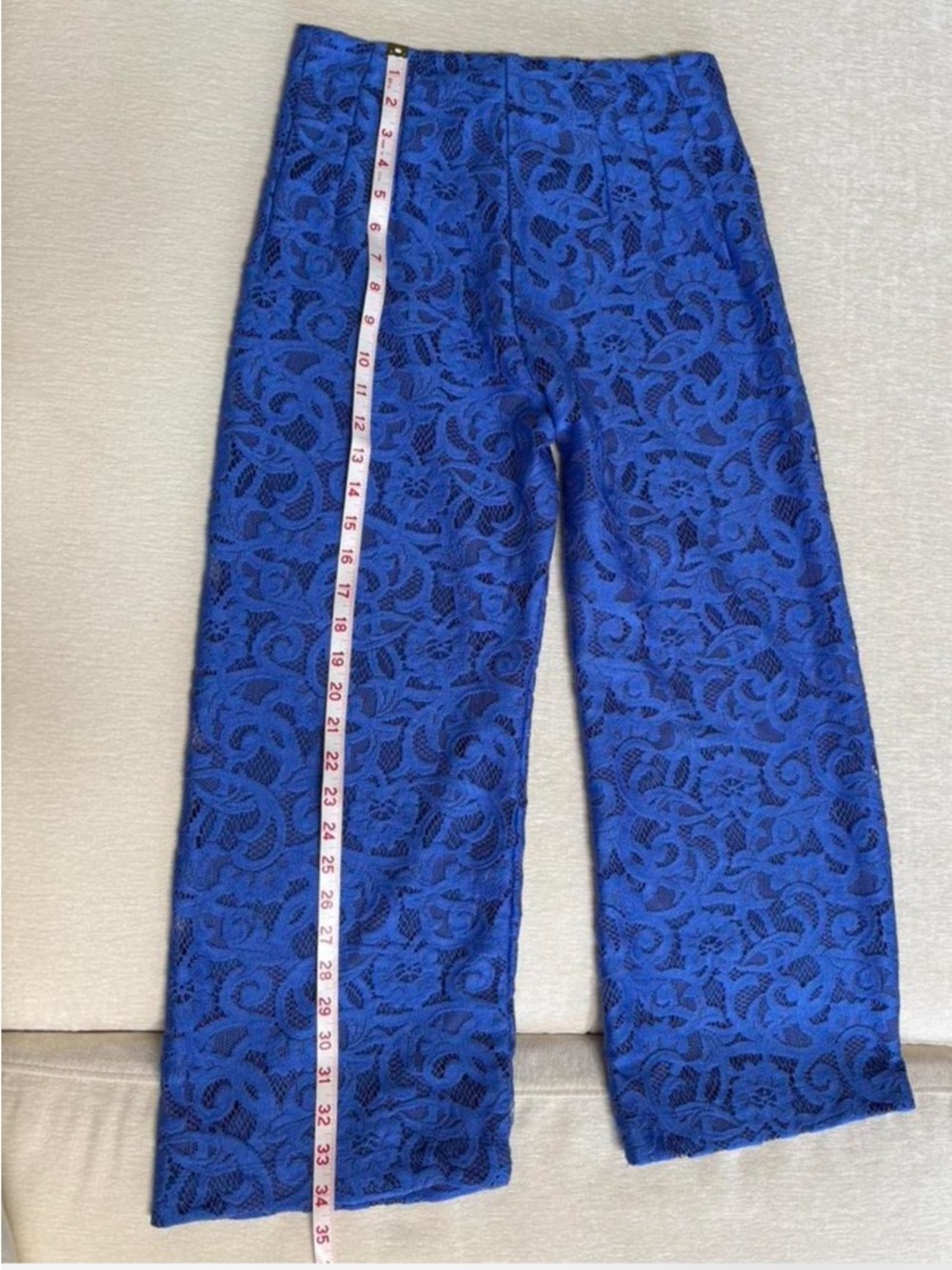 Anthropologie Maeve Royal Blue Lace pant capris - Picture 7 of 9